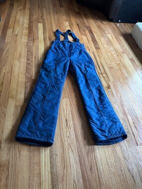 Blue Insulated Ski Bib Pants with Adjustable Straps